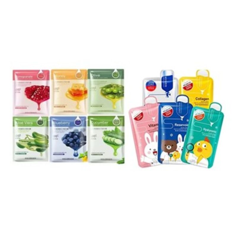 50 Mascarillas Coreanas colágeno Carbón Activado, Anti Acné Aloe