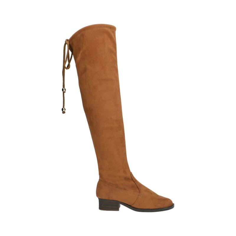 Bota Para Mujer Camel Tipo Extra Larga De Lycra Con Ajuste
