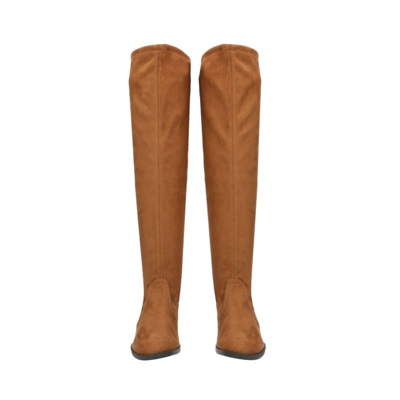 Bota Para Mujer Camel Tipo Extra Larga De Lycra Con Ajuste