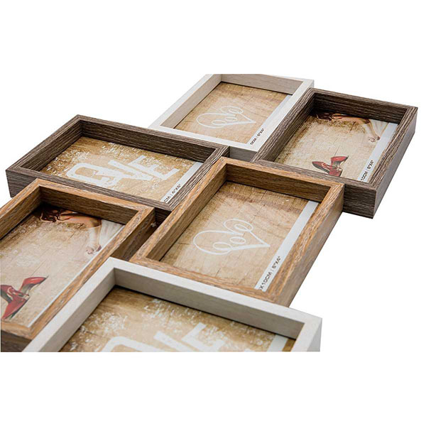 ELEGANTE MODERNO 6 MULTIMARCOS FIJOS, PORTARETRATO DE MADERA HW067  4X6 MULTIFOTOS