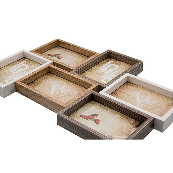 ELEGANTE MODERNO 6 MULTIMARCOS FIJOS, PORTARETRATO DE MADERA HW067  4X6 MULTIFOTOS