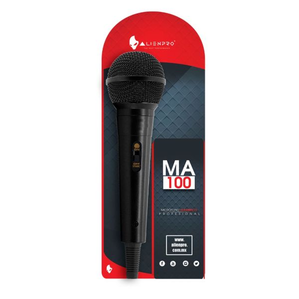 Micrófono Alámbrico Alien Pro MA-100 Negro Dinámico Unidireccional
