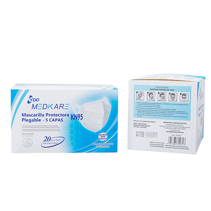 Mascarilla Kn95 - Cubrebocas 5 Capas (20 Piezas) Medikare