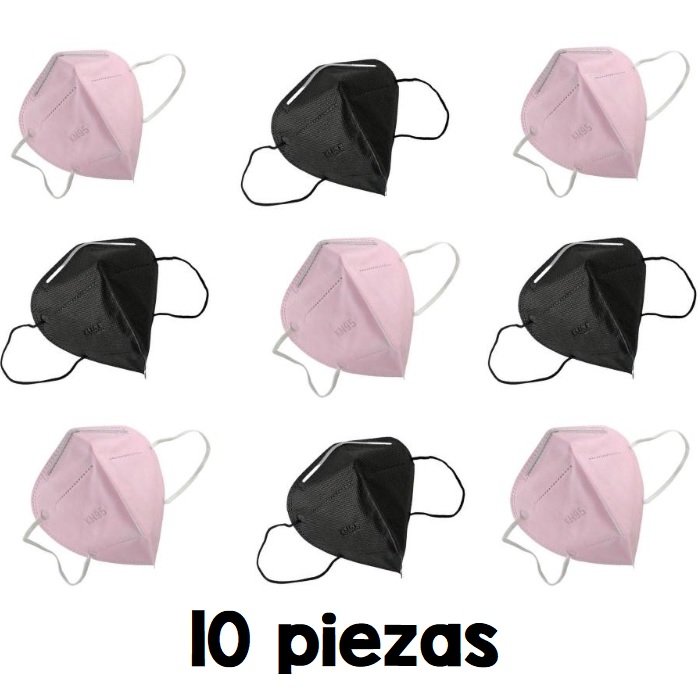 10 Pz, Cubrebocas, Mascarilla, Tapabocas KN95, Color Rosa O Negro