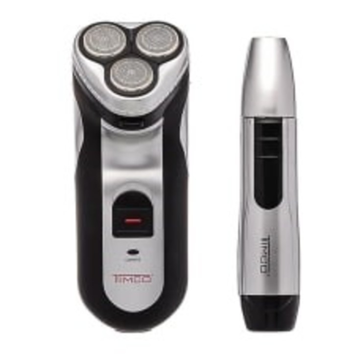 RASURADORA BARBA Y BIGOTE 3 CABEZAS ELECTRICA RECARGABLE GRIS/NEGRO TIMCO BSK-9000