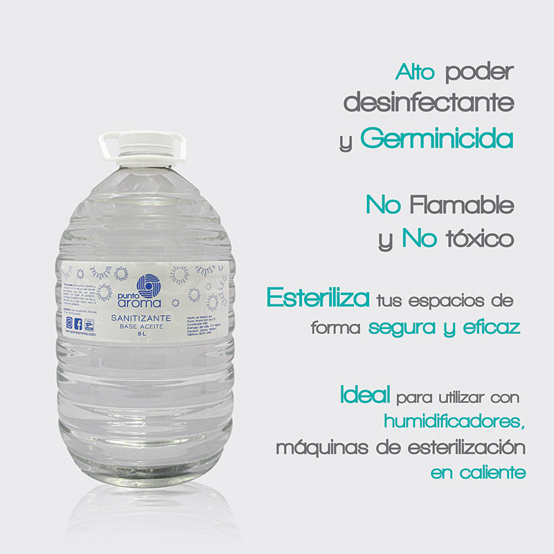 Desinfectante líquido base aceite para pulverizar - Líquido sanitizante atomizable - No flamable y no tóxico