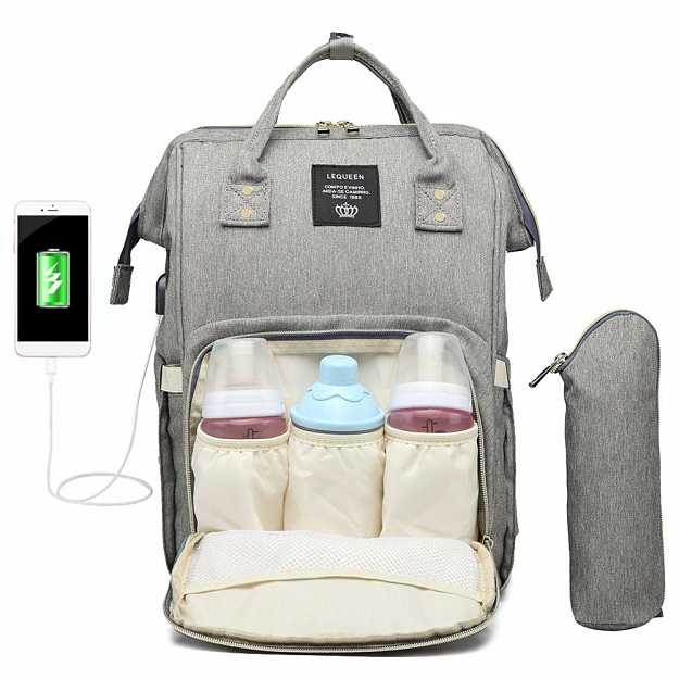 Pañalera Mochila impermeable de gran Capacidad con USB