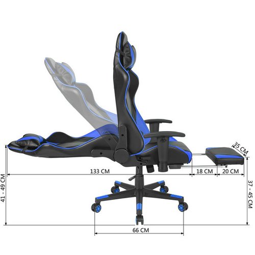 FurnitureR Silla E-Sports, silla de juego para computadora Racing Officel -AZUL NEGRO
