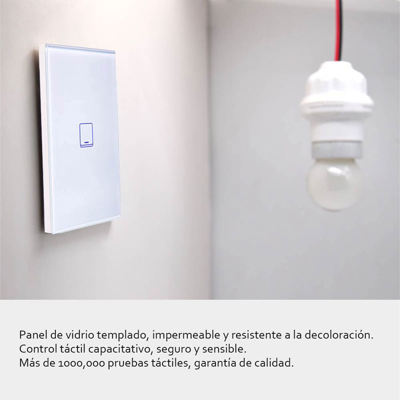 Interruptor inteligente Wifi Interruptor de Luz, 1 gang Smart Switch Iluminación LED Compatible con Alexa Google Home