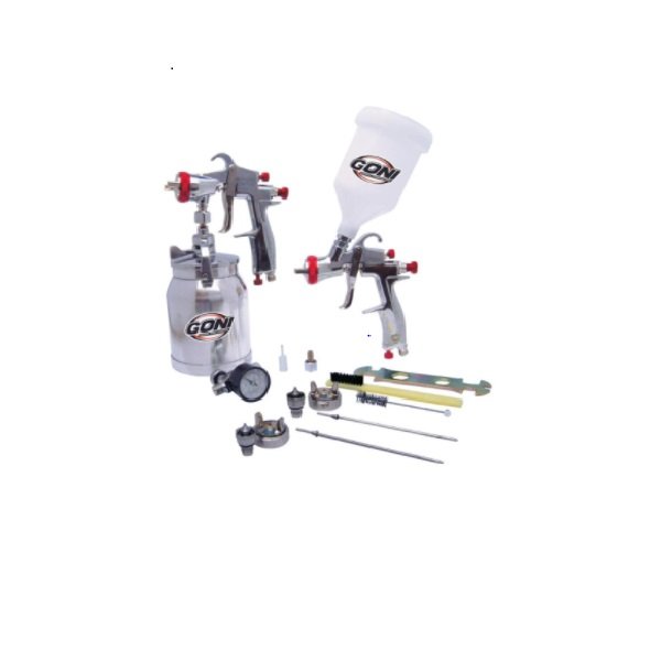 Kit de Juego de pistolas para pintar de Gravedad y succión con accesorios Mod 33000M2 y separador de agua y aceite