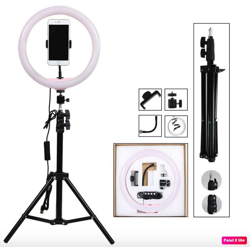 ARO DE LUZ DE LED DE 30 CM ( 12" ) CON SOPORTE DE TRIPODE AJUSTABLE, 3 MODOS, 10 NIVELES DE BRILLO, PARA BLOGS, LIVE STREAM, YOU TUBE, TIK TOK, MAQUILLAJE