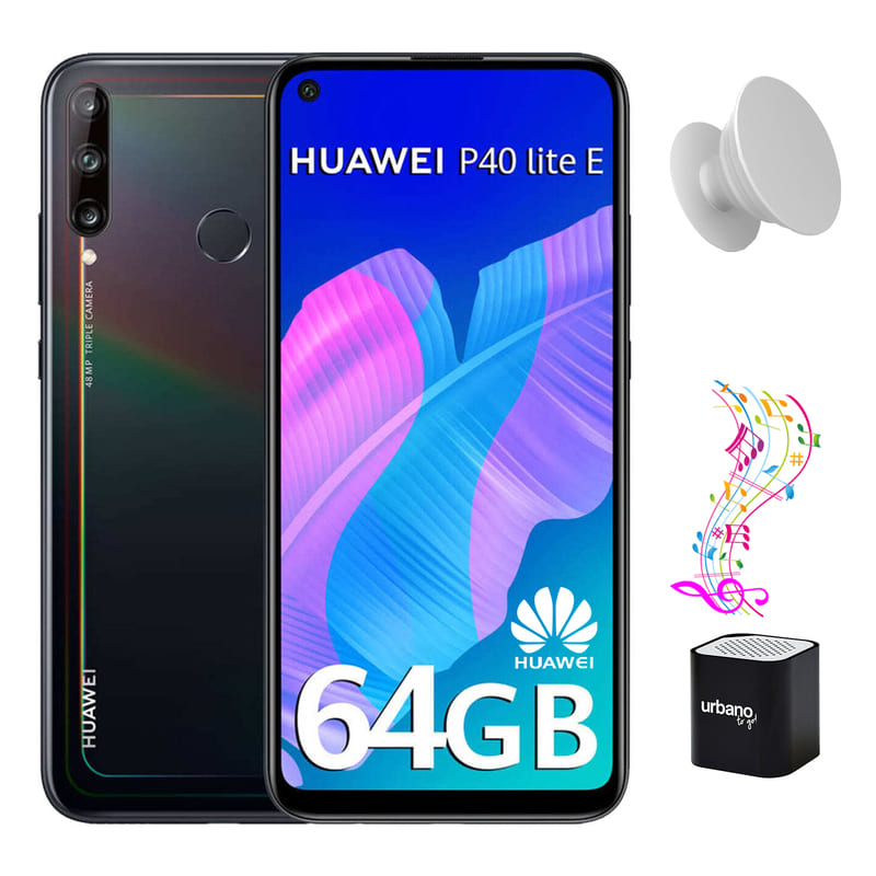 Celular Huawei P40 Lite E 64gb 4GB RAM Negro Medianoche + Bocina + Pop Socket