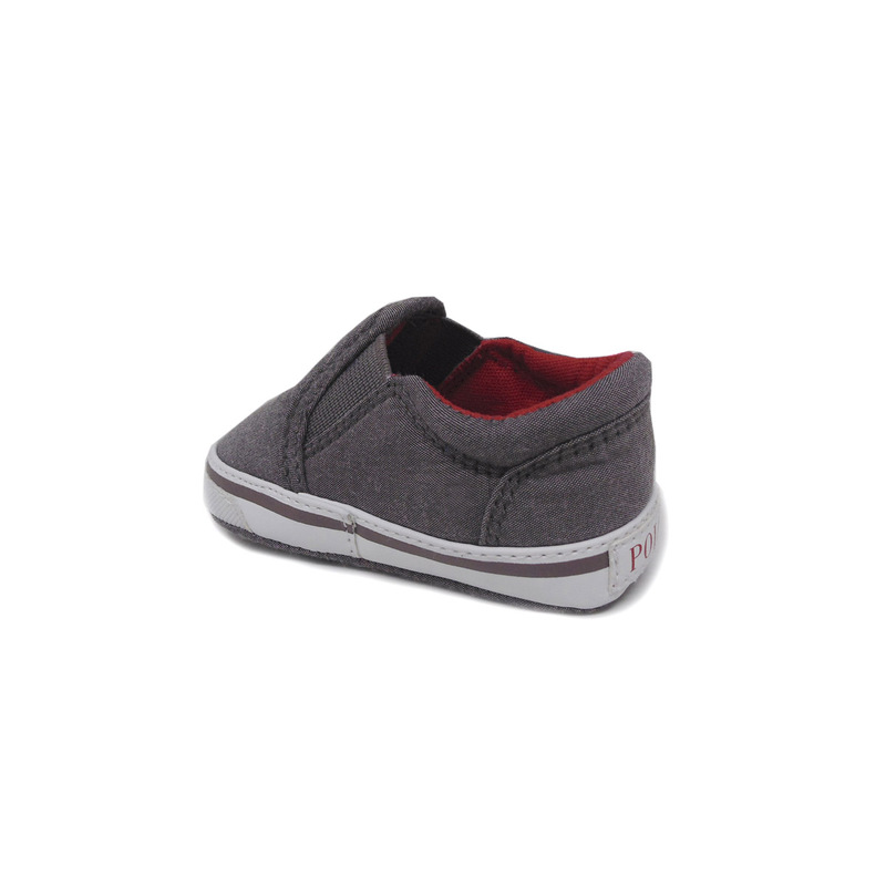 Tenis Polo Ralph Lauren Para Bebé Niño Color Gris Con Rojo
