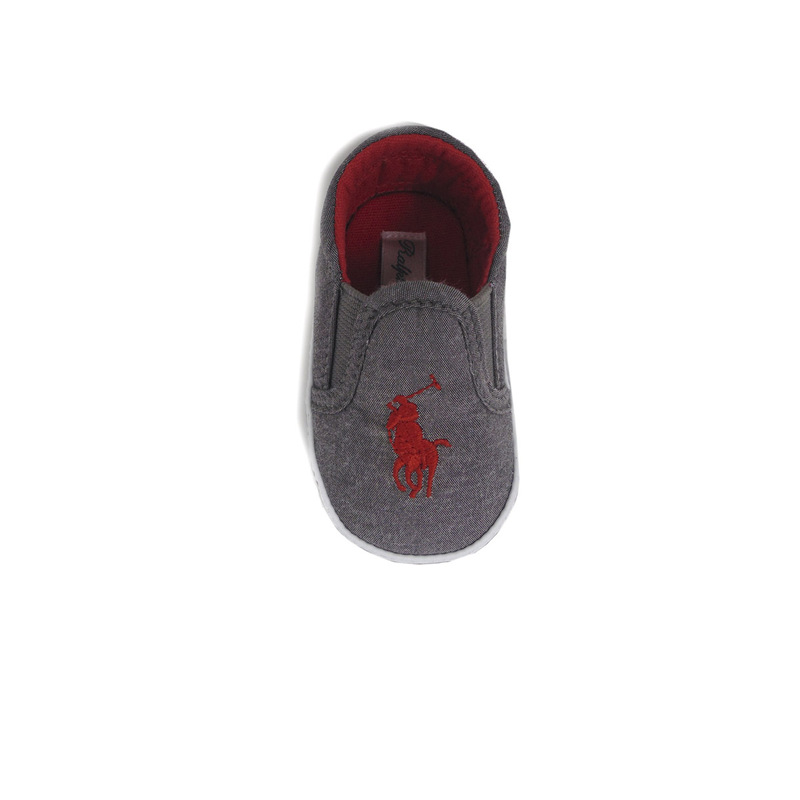 Tenis Polo Ralph Lauren Para Bebé Niño Color Gris Con Rojo