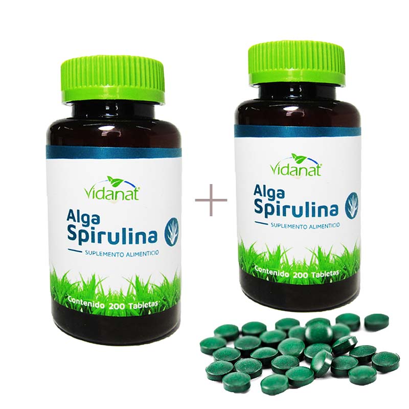 Alga Spirulina 200 Tabletas, con 2 frascos.