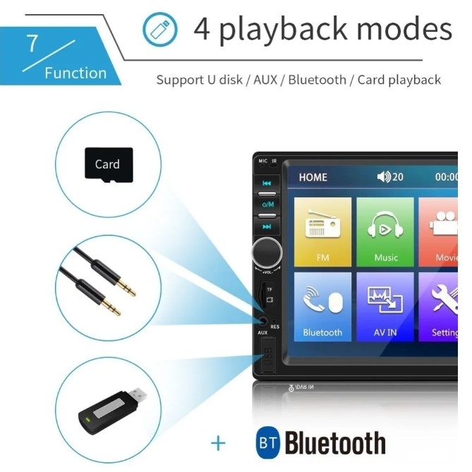 Auto Estéreo 7018b 2 Din Pantalla Táctil Mirrorlink, cámara de reversa gratis