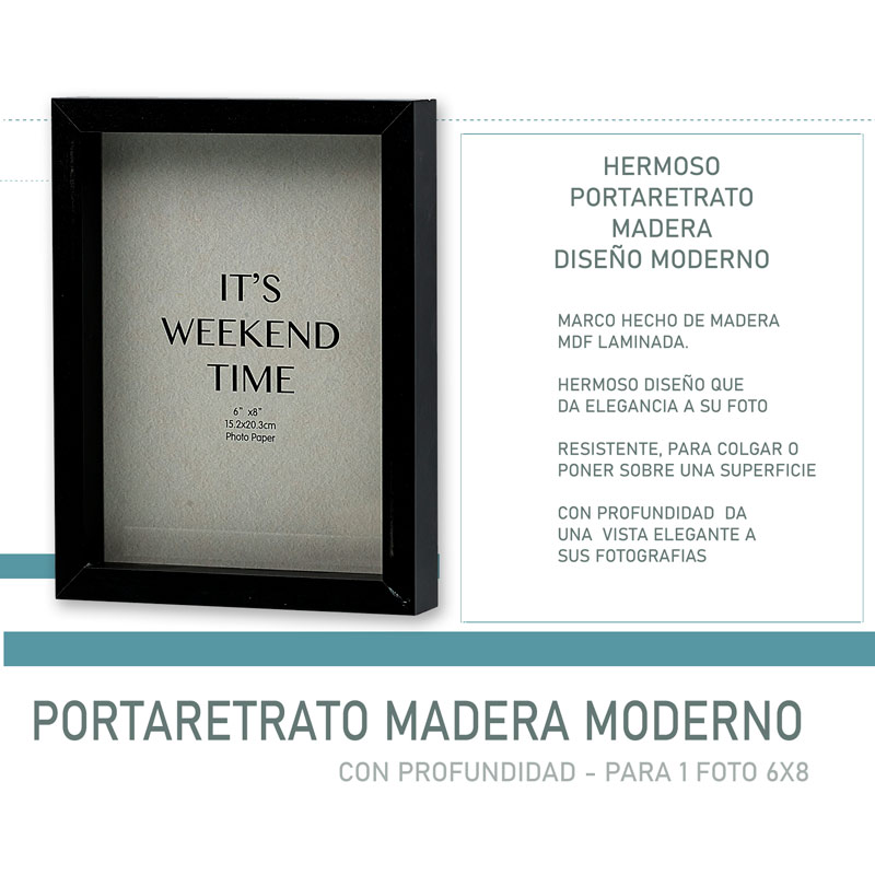 Hermoso portaretrato madera solida de primera calidad diseño moderno hw132 6x8