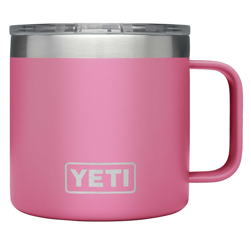 Termo Yeti Rambler Taza Aislada al vacío de 14 oz, de acero inoxidable Rosa con tapa 