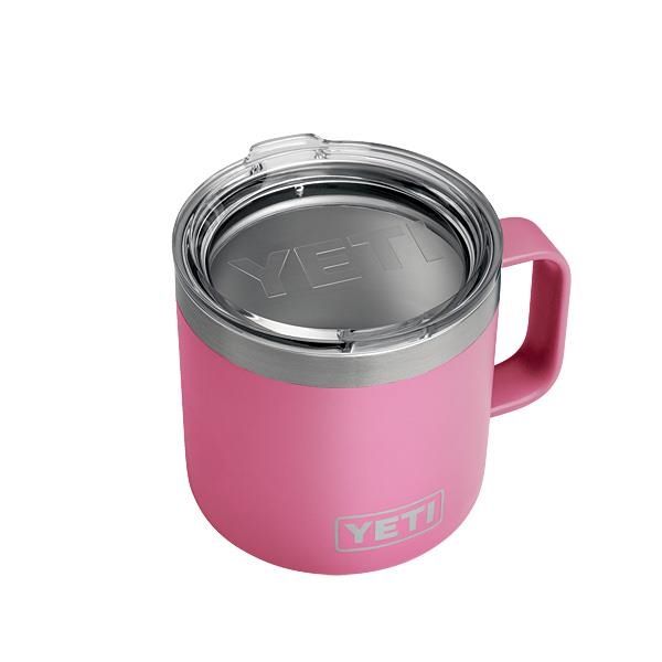 Termo Yeti Rambler Taza Aislada al vacío de 14 oz, de acero inoxidable Rosa con tapa 