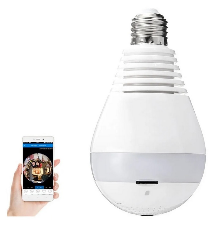 Camara Foco 360 Grados Wifi Ip Seguridad Espía Oculta Hd Spy