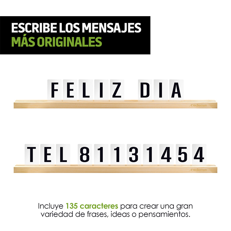 Letreros Madera 4 Bases 135 Letras Números Símbolos Redlemon.