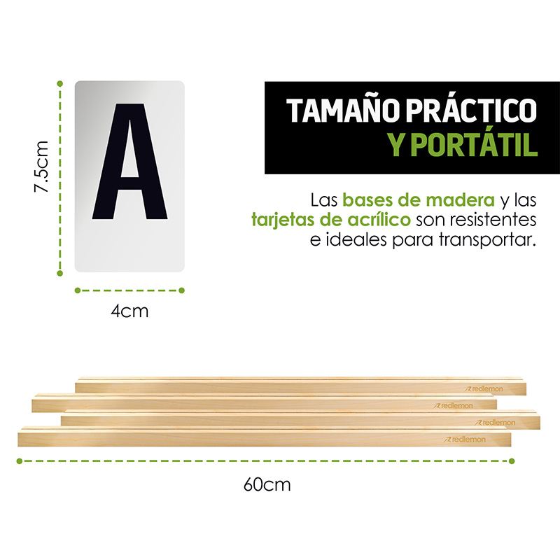 Letreros Madera 4 Bases 135 Letras Números Símbolos Redlemon.