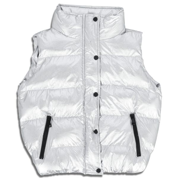 Chaleco Metálico Capitonado Con Cuello Alto De Dama G1560
