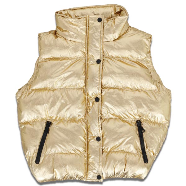 Chaleco Metálico Capitonado Con Cuello Alto De Dama G1560