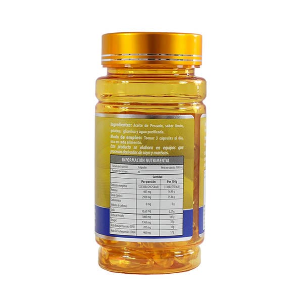 Omega 3 EPA y DHA, Aceite de Pescado con sabor limon y vitamina D Maklen Paquete de 3 frascos