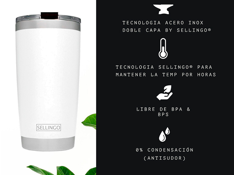 Termo Acero Inoxidable 20oz Blanco