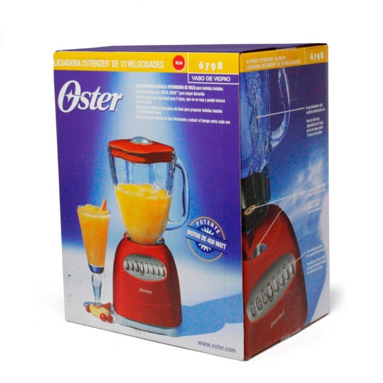  LICUADORA 10 VEL 1.25LT VASO DE VIDRIO CUBE ROJO OSTER  M6798
