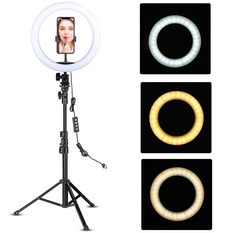 Aro led con soporte para smartphone 30 cm de diámetro Aro de luz para maquillaje, fotografía , video , redes sociales , tiktok