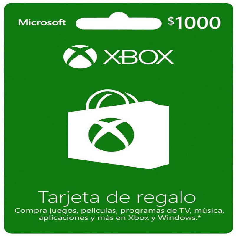 TARJETA DE REGALO XBOX LIVE ACCS $1000 PESOS