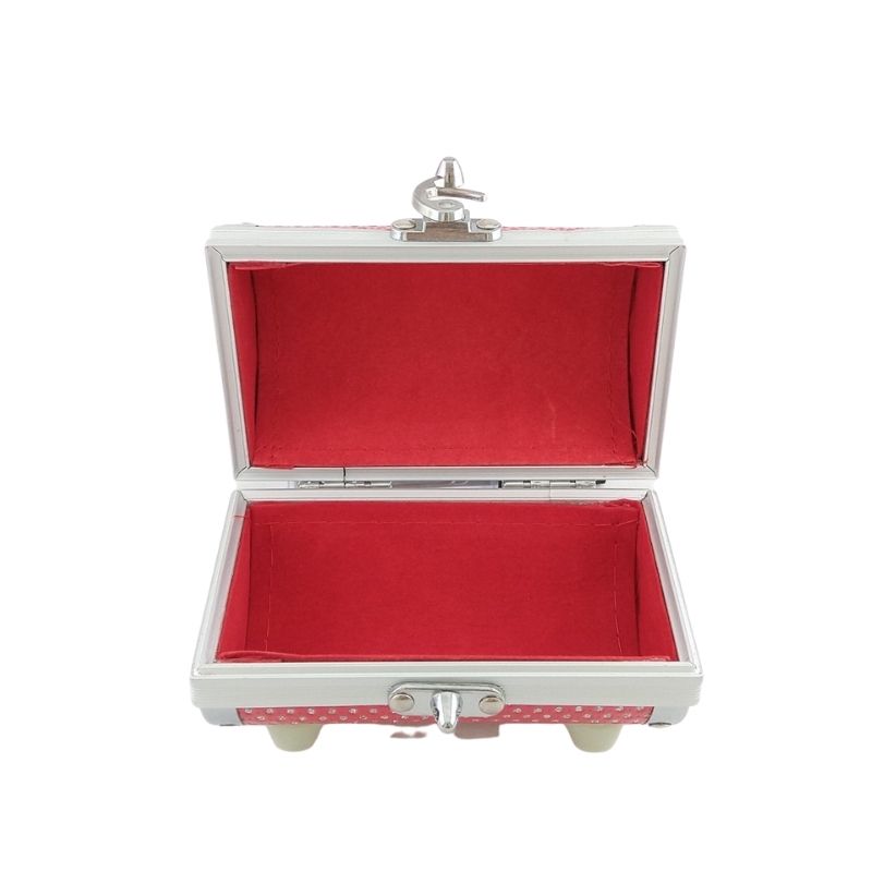 SET 3 Estuches Organizadores de Maquillaje, LBP, Metálico, Portátil, Diseño Cilindro, con Diamantes Acrílicos (Ch/Med/Gde) -Rojo