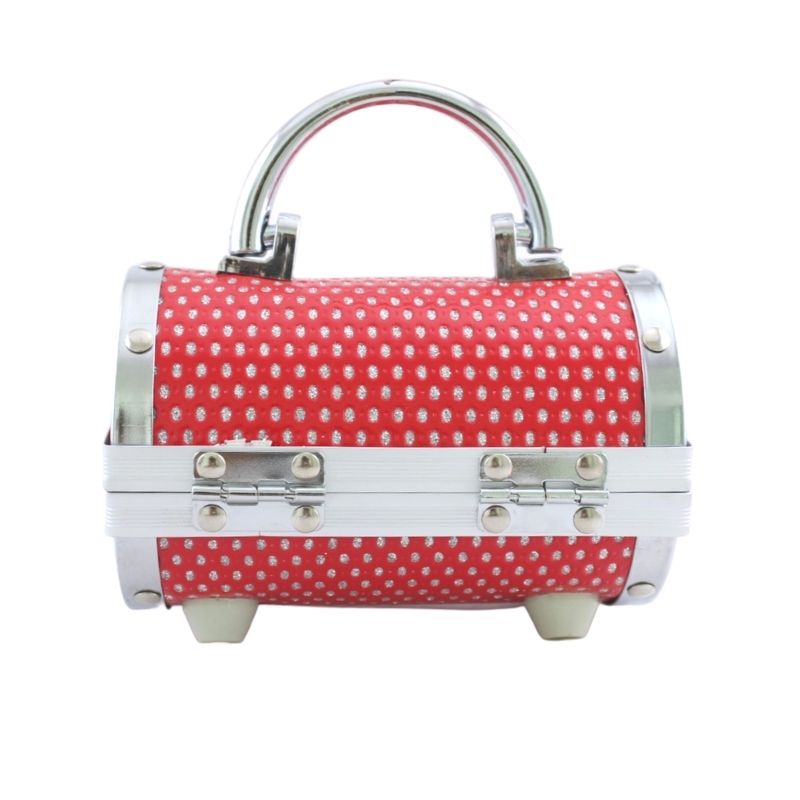 SET 3 Estuches Organizadores de Maquillaje, LBP, Metálico, Portátil, Diseño Cilindro, con Diamantes Acrílicos (Ch/Med/Gde) -Rojo