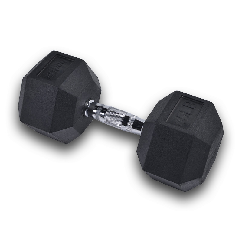 Mancuerna Hexagonal 45 Lb Black Rubber Hex Dumbbell -1 Pza