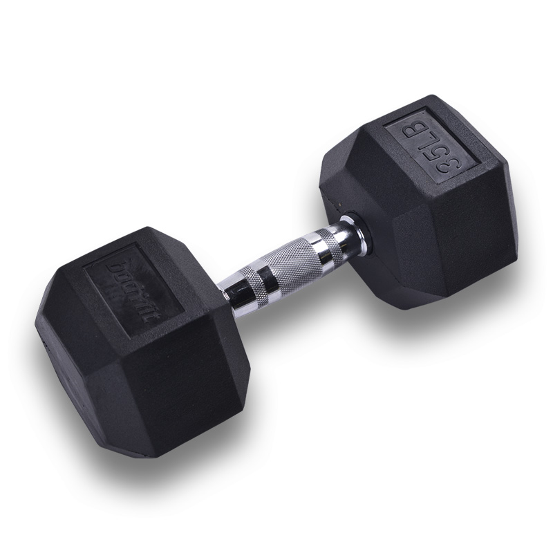 Mancuerna Hexagonal 35 Lb Black Rubber Hex Dumbbell -1 Pza
