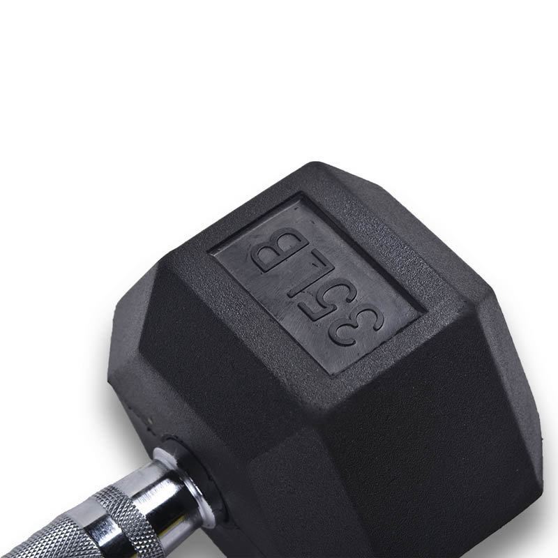 Mancuerna Hexagonal 35 Lb Black Rubber Hex Dumbbell -1 Pza