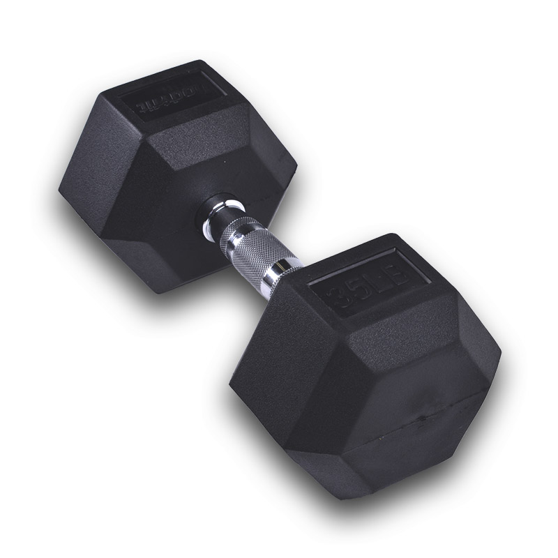 Mancuerna Hexagonal 35 Lb Black Rubber Hex Dumbbell -1 Pza