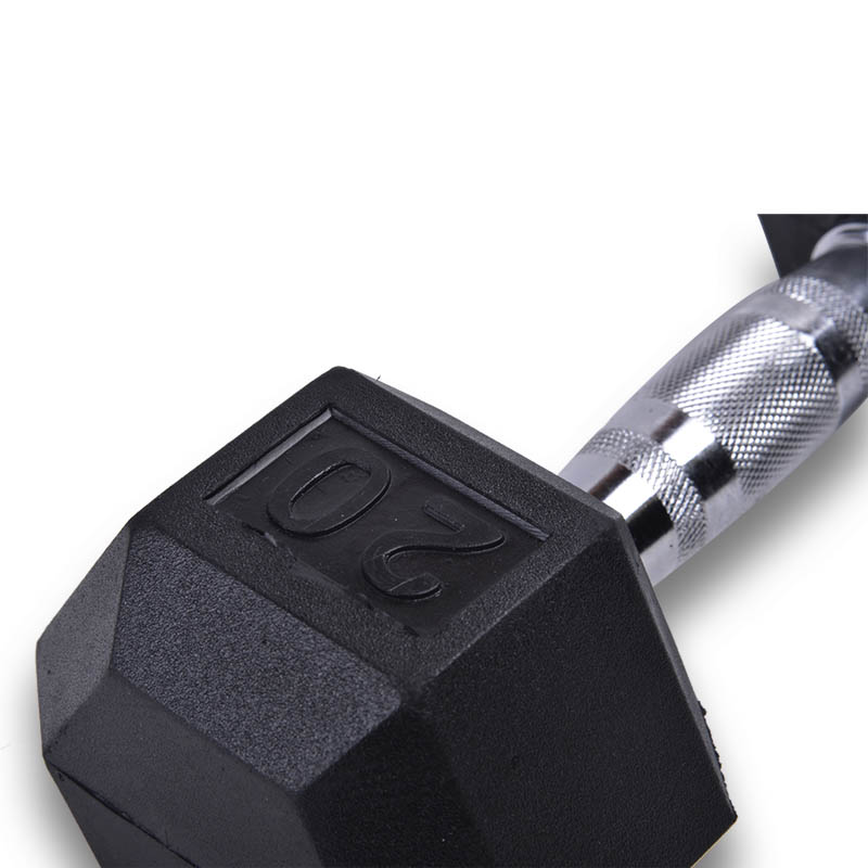 Mancuerna Hexagonal 20 Lb Black Rubber Hex Dummble BobyFit BF-RHEX20LB