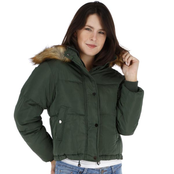 Chamarra Capitonada Con Cuello Alto Para Mujer G1556