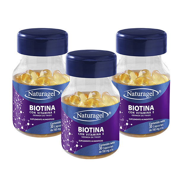 Biotina con Vitamina E y Germen de Trigo Naturagel Paquete de 3 frascos
