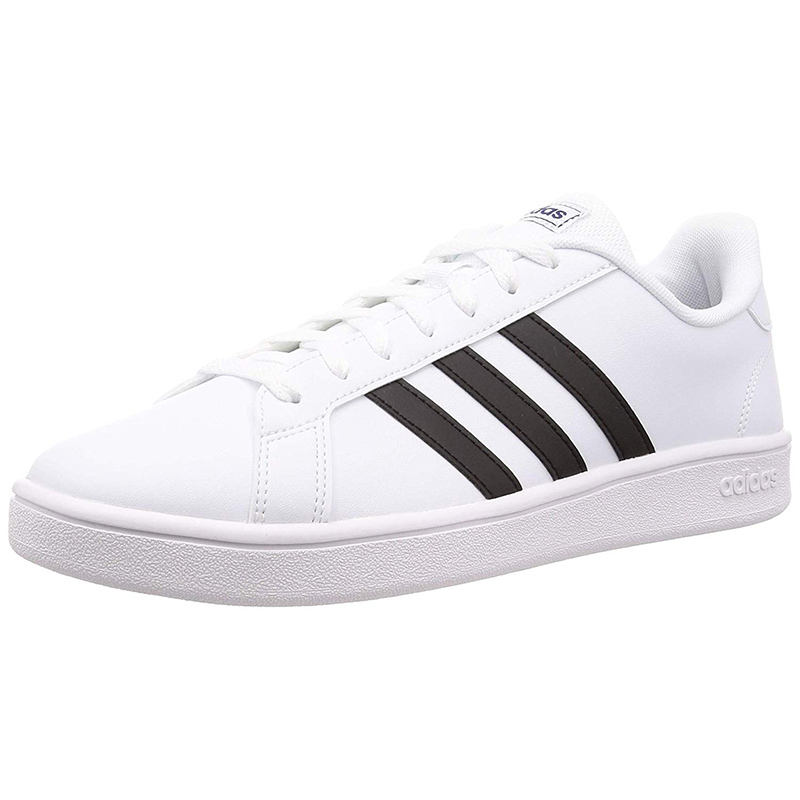 Tenis Adidas Grand Court Base EE7904 Blanco Franjas Negras Hombre