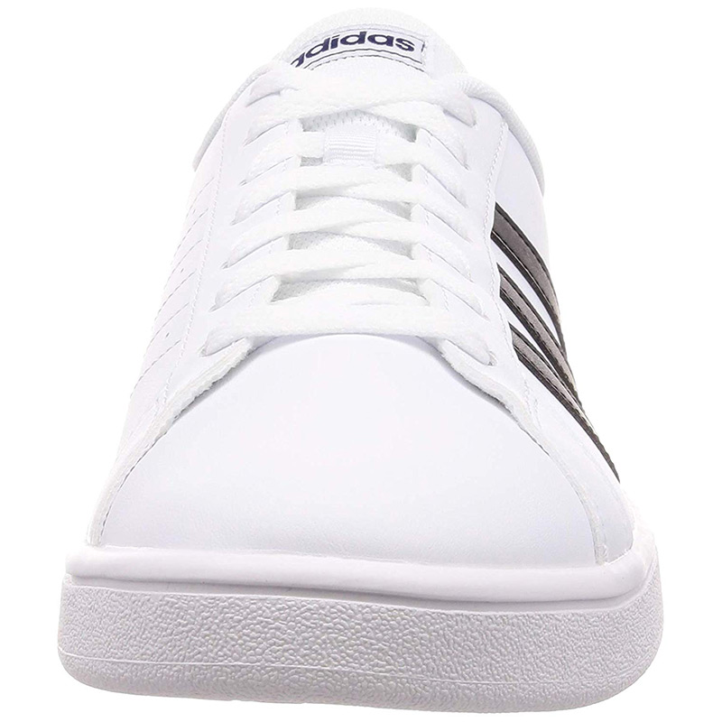 Tenis Adidas Grand Court Base EE7904 Blanco Franjas Negras Hombre