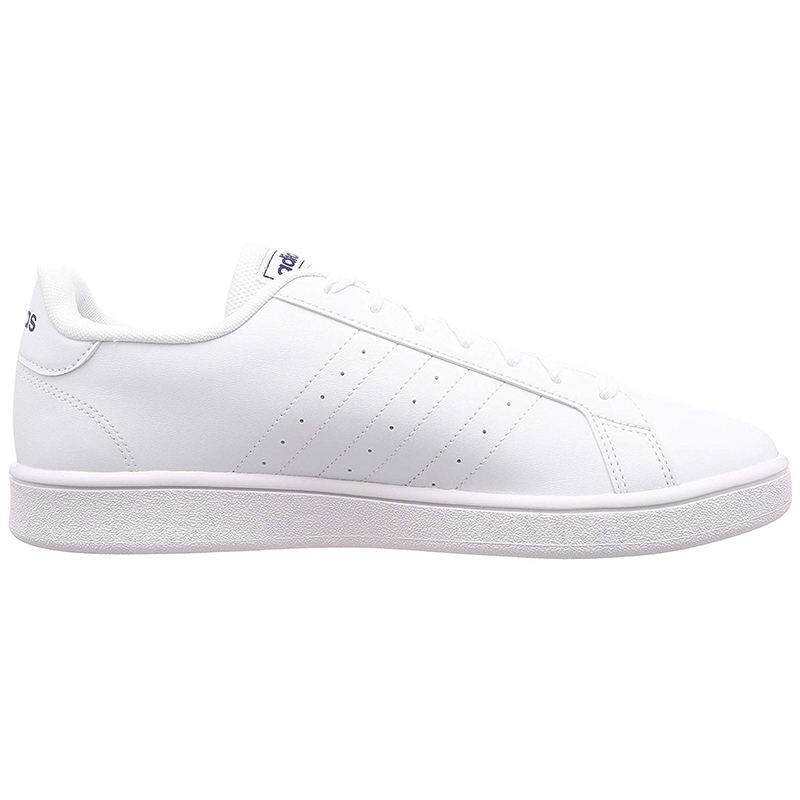 Tenis Adidas Grand Court Base EE7904 Blanco Franjas Negras Hombre