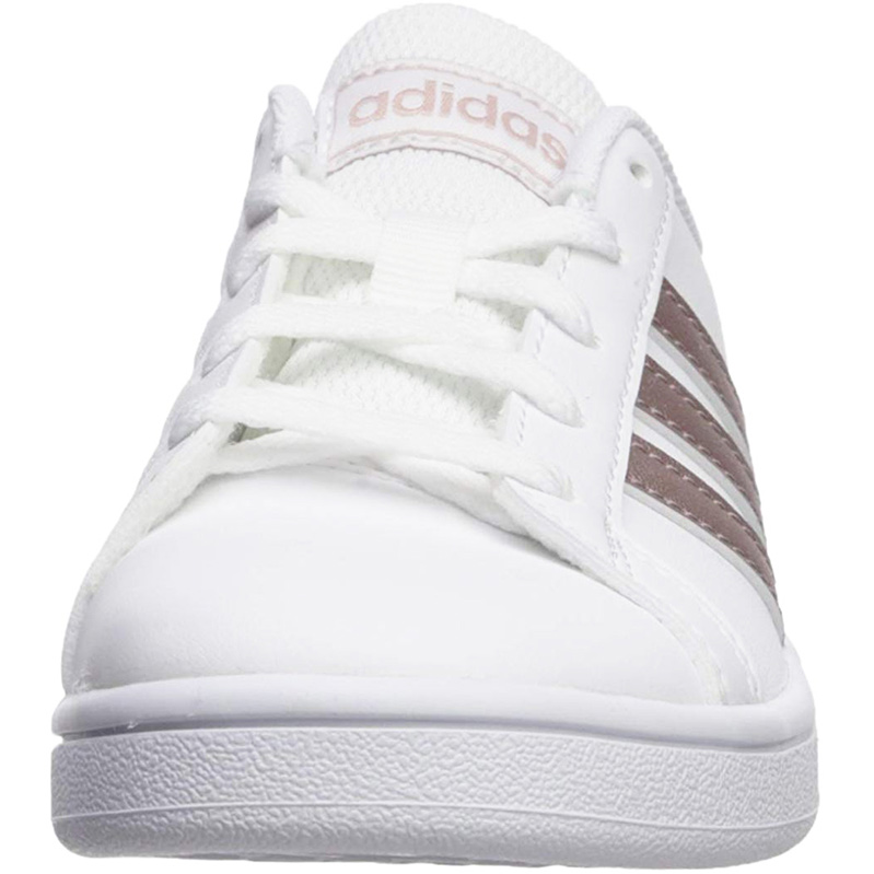 Tenis Adidas Grand Court EF0101 Blanco Franjas Cobre Niñas