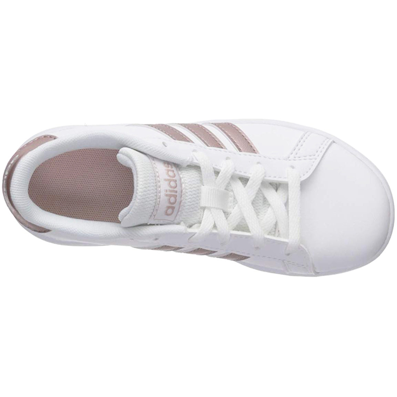 Tenis Adidas Grand Court EF0101 Blanco Franjas Cobre Niñas