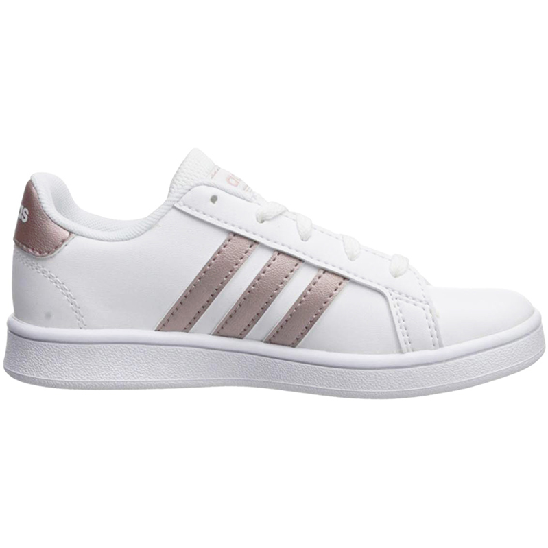 Tenis Adidas Grand Court EF0101 Blanco Franjas Cobre Niñas