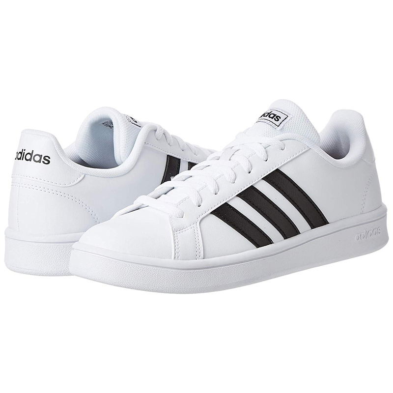 Tenis Adidas Grand Court Base EE7968 Blanco Franjas Negras Mujer
