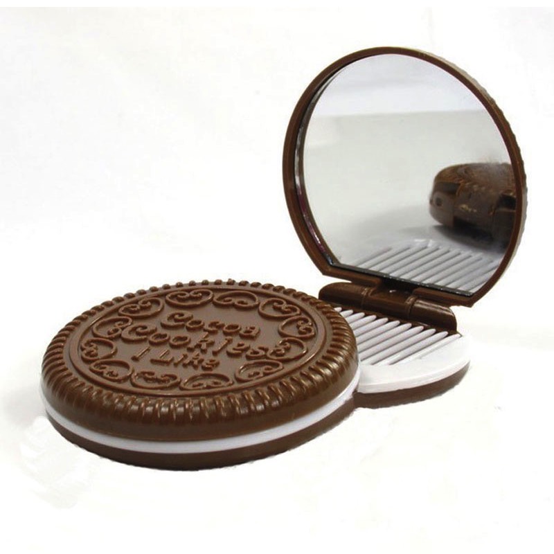 Espejo Mini De Bolsillo Con Peine con forma de galleta Cookie